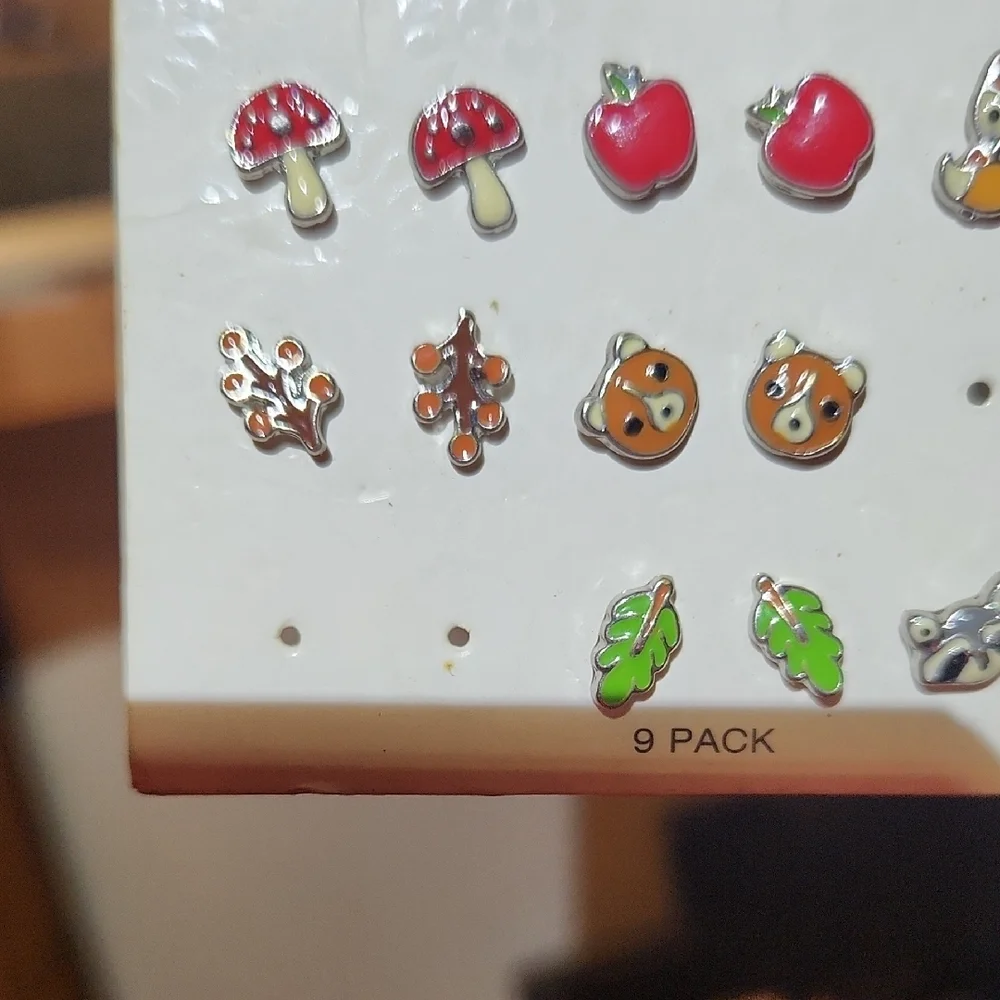 Target Kids Woodland Stud Earring Set - Red, Orange, Green, Silver